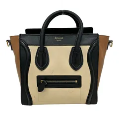 CELINE(セリーヌ) ハンドバッグ ラゲージナノショッパー ベージュ×黒 レザー