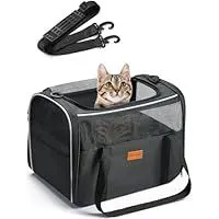 Morpilot ペットキャリー 猫 きゃりーバッグ 4way ショルダー小・中型猫・小型犬・うさぎ用 リュック 折りたたみ 通気性 臭気がない 引っ掻き傷に強い 車載/ドライブ/キャンピング/旅行/通院/災害避難用 (グレー Sサイズ:40*26*28cm)のサムネイル