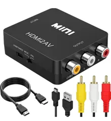 HDMI RCA 変換ケーブル HDMI to AV変換コンバーター/コンポジット/3色端子 変換アダプター 1080P hdmi ケーブル 1M+RCA ケーブル 1.2M+USBケーブル×1.0M付き ブラック