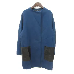 ユナイテッドアローズ UNITED ARROWS ノーカラーコート 総裏地 38 M 紺 ネイビー /MN