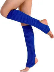 COMFORTIS レッグウォーマー レディース ヨガ ピラティス 靴下 ロング 足首ウォーマー ゆったり 防寒 冷房対策 つま先なし (ブルー,  Free Size)
