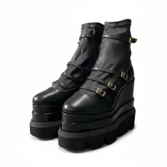 e19 【美品】 sacai サカイ 21aw プラットフォーム アンクルブーツ レザーブーツ 厚底 サイズ37 ブラック レディース 女性靴u02tのサムネイル