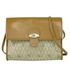 本物 クリスチャン ディオール Christian Dior ハニカム柄 ショルダーバッグ ポシェット PVC レザー ベージュ ブラウン バッグ 中古・