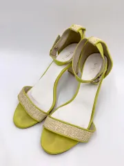 Le Talon ルタロン ストロー編み アンクルストラップ サンダル size24.5/黄緑 ■◆レディース