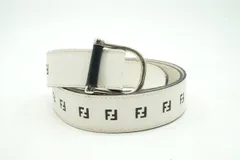 フェンディ ヴィンテージ 40(約S〜M) ベルト FFロゴ カットオフデザイン レディース 白 ホワイト 紺 ネイビー FENDI 6240kのサムネイル