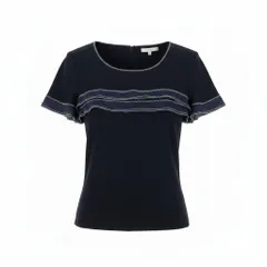 Ce19  CHANEL シャネル 2002年 ショートスリーブ サマーニット カットソー トップス ココマークボタン P19048 サイズ36 ブラック レーヨン100％ レディース 女性服ta1のサムネイル
