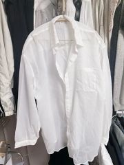 ✨美品 ＜H＞コットンシルク ワークシャツ 白 日本製 長袖 シアー 