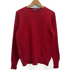 【中古】　POLO by RALPH LAUREN　コットンセーター　90’s vintage　トップス　コットン　クルーネック　無地　ワンポイント　ブランドロゴ　刺しゅう　スモールポニー　古着　/5455