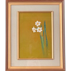 七宝焼 花のリアリズム絵画 青い背景 - メルカリ