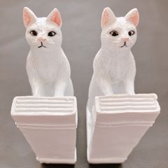 고양이 고양이 고양이 인테리어 오브제 북엔드 소품 오브제 새끼 고양이 흉내 대 방어 흰 고양이 핑크 육구 귀 행운 2체