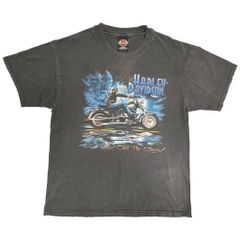 90s ハーレー ビンテージTシャツ USA製 墨黒 L シングル ○8248B 