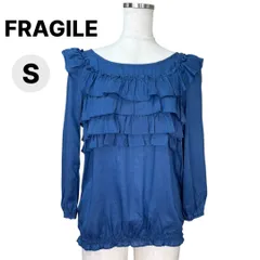 FRAGILE　フラジール　ティアードフリル　とろみシアーブラウス　長袖　プルオーバーブラウス　テンセル　青　ブルー　36号　S　値下げ不可　小さいサイズレディースのサムネイル
