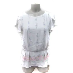 レッセパッセ LAISSE PASSE シフォンブラウス プルオーバー ペプラム フレンチスリーブ 花柄 38 M 白 ホワイト /YIのサムネイル