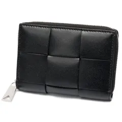 ボッテガヴェネタ/BOTTEGA VENETA　カセット ファスナー付き コインパース　790558　マキシ イントレチャートレザー　ブラック/グリーン【中古】