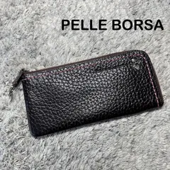 【美品】PELLE BORSA ペレボルサ 長財布 L字ファスナー レザー 濃いブラウンのサムネイル