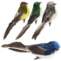 【新品】 CORHAD 人工鳥 屋外対応庭の装飾用フェイクバード 鳥の彫刻 模造羽根リアルフォームバード 家庭用芝生オーナメント 4個セット 1のサムネイル