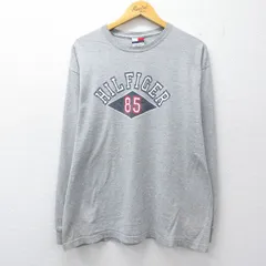 XL/古着 トミーヒルフィガー 長袖 ブランド Tシャツ メンズ 90年代 90s ビッグロゴ クルーネック グレー 霜降り 26apr22