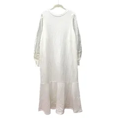 ダブルクローゼット w closet ワンピース ロング 長袖 切替 スウェット地 F 白 アイボリー /MNのサムネイル