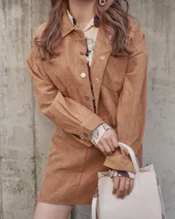 Corduroy Jacket＋Skirt 2P SET UP (light brown)