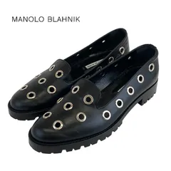 マノロブラニク MANOLO BLAHNIK ローファー 革靴 フラットシューズ DRATT ホール レザー ブラックのサムネイル