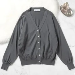 【美品】STAMP AND DIARY グレー ゆったりロングカーディガン【F】のサムネイル
