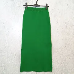 COTORICA コトリカ スエット ライクカラー ニットスカート スリットスカート グリーン F ◎_〇◇のサムネイル