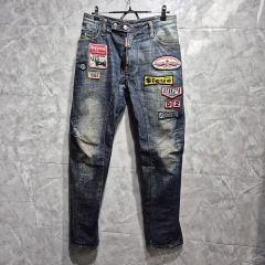 メンズ48⭐️大きめ】DSQUARED2 ダメージデニムパンツ ブルー ワッペン
