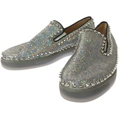 極美品】クリスチャンルブタン スタッズ スリッポン 41 シルバー 