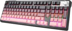【新品】ゲーミングキーボード ワイヤレス メカニカルキーボード 赤軸 96% テンキー付き 英語配列 (BT/2.4G/USB-C対応) ホットスワップ対応 ノブ付き LEDバックライト 防滴設計 静音 4000mAh PC/PS5/スマホ/ 4ed5e4b3