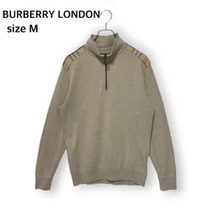 バーバリー ロンドン BURBERRY LONDON  ハーフジップ スウェット トレーナー  ノバチェック エポレット 肩パット ベージュ   M サイズ メンズ ユニセックス トップス 長袖  カジュアル ワンポイント ロゴ ジップアップのサムネイル
