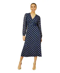 ユミキム レディース トップス ワンピース ミディワンピース プリント ミディ Yumi Womens Elegant Foil Print Midi Dress Navy ネイビー