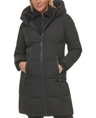 カルバンクライン レディース アウター ジャケット・ブルゾン コート Calvin Klein Womens Stand Collar Hooded Puffer Coat Black ブラックのサムネイル