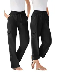 ウーマン ウィズイン レディース ボトムス カジュアルパンツ カーゴパンツ キャップ Woman Within Womens Within Convertible Length Cargo PantCapri Black ブラック