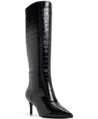 アルド レディース シューズ ブーツ・レインブーツ ALDO Womens Heather Knee High Pointy Toe Boots Black Croco ブラックのサムネイル