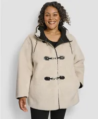 ダナ キャラン ニューヨーク レディース アウター ジャケット・ブルゾン プラスサイズ コート DKNY Plus Size Hooded Toggle Coat Cream クリームのサムネイル