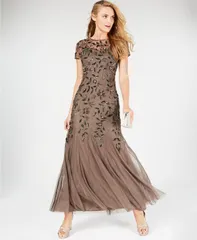 アドリアナ パペル レディース トップス ワンピース フラワー柄 フラワー Adrianna Papell Adrianna Papel Womens FloralBeaded Gown Lead