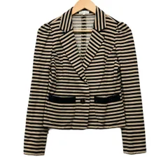 TO BE CHIC(トゥービーシック) ジャケット サイズ42 L レディース美品  - ベージュ×黒 長袖/ボーダー/秋/冬のサムネイル