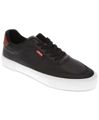 リーバイス メンズ シューズ スニーカー レザー Levis Mens Munro FauxLeather Retro Low Top Sneakers Black Tan ブラックのサムネイル