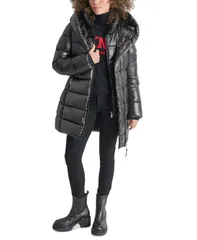 ダナ キャラン ニューヨーク レディース アウター ジャケット・ブルゾン コート DKNY Womens Bibbed ShawlCollar Packable Shine Puffer Coat Bのサムネイル