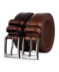 ミオマリオ メンズ アクセサリー ベルト レザー Mio Marino Mens Dual Loop Leather Belt 2 pack Mahogany burnt umber