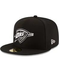 ニューエラ メンズ アクセサリー 帽子 ロゴ New Era Mens Black Oklahoma City Thunder Black and White Logo 59FIFTY Fittedのサムネイル