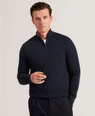 テッドベーカー メンズ アウター ニット・セーター ハーフジップ Ted Baker Mens Jeremee T Stitchalf Zip Long Sleeve Sweater Navy ネイビのサムネイル
