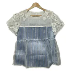 Chesty(チェスティ) 半袖カットソー サイズ1 S レディース美品  - 白×ライトブルー×シルバー クルーネック/ストライプ/フラワー(花)/ラメのサムネイル
