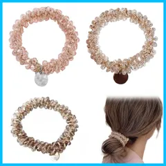 【特価商品】シンプル トレンド髪ゴム キラキラ 春夏スタイル ブレスレット ヘアゴムクリスタルイミテーションパール髪飾り 仕事/デイリーカジュアル/ゴージャスなパーティー パール