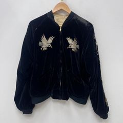 40~50s 別珍 スカジャン スーベニアジャケット 黒 L 鷹 虎 当時物