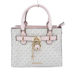 マイケルコース MICHAEL KORS サッチェル スモール ハンドバッグ MK柄 レザーハンドル ピンク 白 ホワイト /JS ■STK