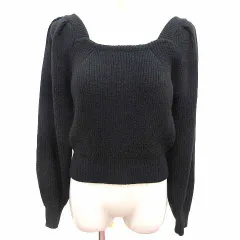 マウジー MOUSSY ニット セーター ボリュームスリーブ 長袖 FREE 黒 ブラック /YK