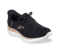 スケッチャーズ レディース シューズ スニーカー Skechers Hands Free SlipIns Summits Night Chic Sneaker BlackWhite ホワイト