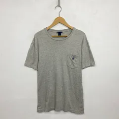 Polo by Ralph Lauren ポロ ラルフローレン Tシャツ 半袖 シングルステッチ コットン ワンポイント ポニー 刺繍 胸ポケット 古着 VINTAGE グレー系 M E485