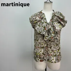 martinique ブラウス 花柄 白 緑 レディース フリル 春夏 良品【m090】